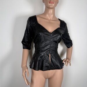 Collectif Black Faux Leather peplum top